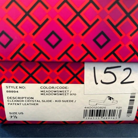 NIB 𝐓𝐎𝐑𝐘 𝐁𝐔𝐑𝐂𝐇 Eleanor Crystal Embellished Leather Slides; Meadowsweet - Picture 2 of 8